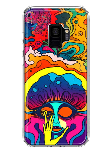 Samsung Galaxy S9 Neon Rainbow Psychedelic Trippy Hippie Big Brain Hybrid Protective Phone Case Cover