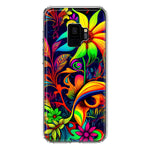 Samsung Galaxy S9 Neon Rainbow Psychedelic Trippy Hippie Daisy Flowers Hybrid Protective Phone Case Cover