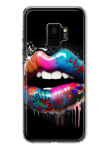 Samsung Galaxy S9 Colorful Lip Graffiti Painting Art Hybrid Protective Phone Case Cover