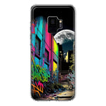 Samsung Galaxy S9 Urban City Full Moon Graffiti Painting Art Hybrid Protective Phone Case Cover