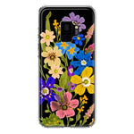 Samsung Galaxy S9 Blue Yellow Vintage Spring Wild Flowers Floral Hybrid Protective Phone Case Cover