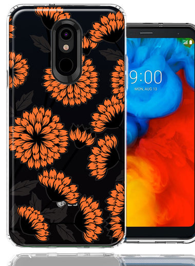 LG Stylo 5 Orange Chrysanthemum Flowers Design Double Layer Phone Case Cover
