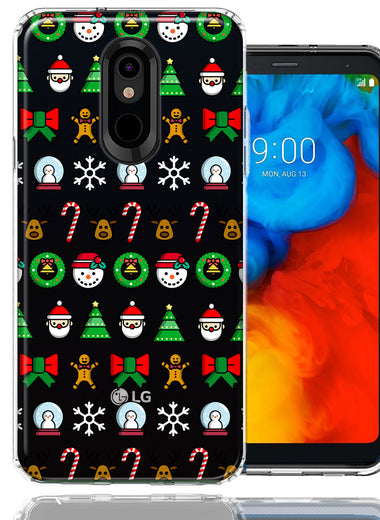 LG Stylo 4 Classic Christmas Polka Dots Santa Snowman Reindeer Candy Cane Design Double Layer Phone Case Cover