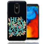 LG Stylo 4 He Is Risen Text Easter Jesus Christian Flowers Double Layer Phone Case Cover