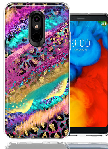 LG Aristo 4/Escape PLUS/Tribute Royal Leopard Paint Colorful Beautiful Abstract Milkyway Double Layer Phone Case Cover