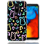 LG Aristo 2/3/K8 Leopard Easter Bunny Candy Colorful Rainbow Double Layer Phone Case Cover