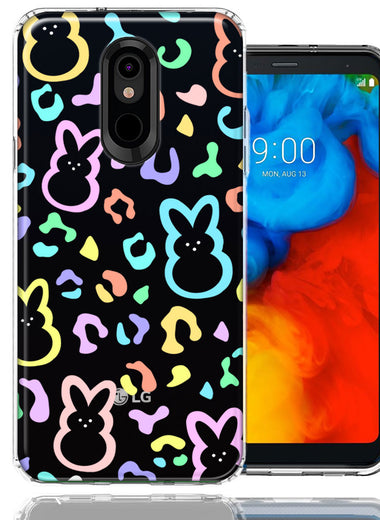 LG Stylo 4 Leopard Easter Bunny Candy Colorful Rainbow Double Layer Phone Case Cover