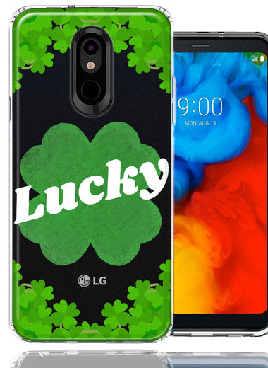 LG Stylo 5 Lucky St Patrick's Day Shamrock Green Clovers Double Layer Phone Case Cover