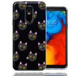 LG Stylo 4 Black Cat Polkadots Design Double Layer Phone Case Cover