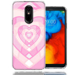 LG Stylo 5 Pink Gem Hearts Design Double Layer Phone Case Cover