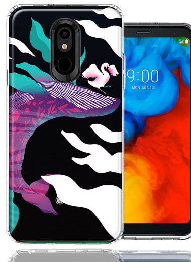LG Stylo 5 Mystic Floral Whale Design Double Layer Phone Case Cover