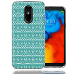 LG Aristo 2/3/K8 Teal Christmas Reindeer Pattern Design Double Layer Phone Case Cover