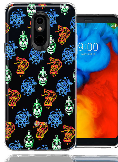 LG Aristo 2/3/K8 Snakes Skulls Roses Design Double Layer Phone Case Cover