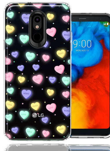 LG Stylo 5 Valentine's Day Heart Candies Polkadots Design Double Layer Phone Case Cover