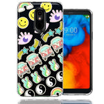 LG Aristo 4/Escape PLUS/Tribute Royal 70's Yin Yang Hippie Happy Peace Stars Design Double Layer Phone Case Cover