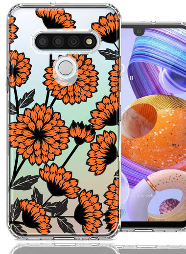 LG K51 Orange Chrysanthemum Flowers Design Double Layer Phone Case Cover