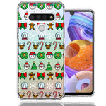 LG K51 Classic Christmas Polka Dots Santa Snowman Reindeer Candy Cane Design Double Layer Phone Case Cover