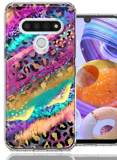 LG K51 Leopard Paint Colorful Beautiful Abstract Milkyway Double Layer Phone Case Cover