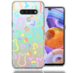 LG K51 Leopard Easter Bunny Candy Colorful Rainbow Double Layer Phone Case Cover