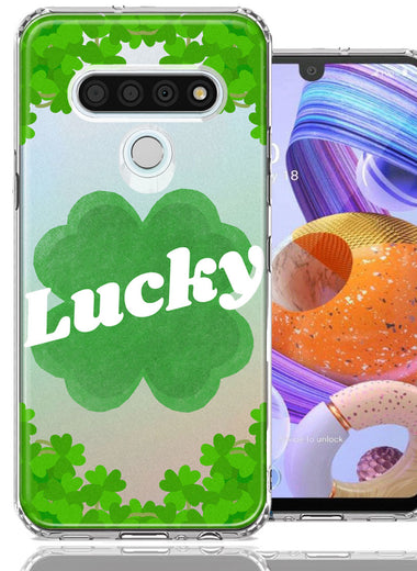 LG K51 Lucky St Patrick's Day Shamrock Green Clovers Double Layer Phone Case Cover
