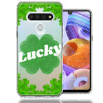 LG Stylo 6 Lucky St Patrick's Day Shamrock Green Clovers Double Layer Phone Case Cover