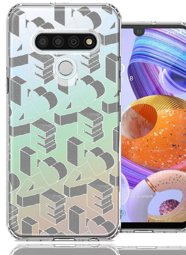 LG K51 3D Love Letters Hearts Valentine's Day Double Layer Phone Case Cover