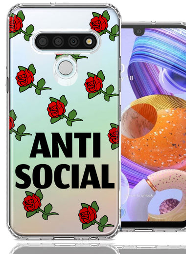 LG K51 Anti Social Roses Design Double Layer Phone Case Cover