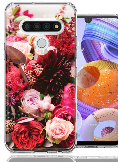 LG Stylo 6 Colorful Flowers Design Double Layer Phone Case Cover