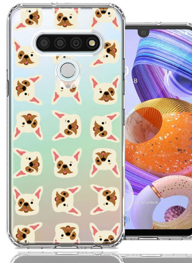 LG K51 Frenchie Bulldog Polkadots Design Double Layer Phone Case Cover