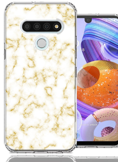 LG Stylo 6 Gold Marble Design Double Layer Phone Case Cover