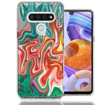 LG Stylo 6 Green Pink Abstract Design Double Layer Phone Case Cover