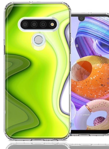 LG Stylo 6 Green White Abstract Design Double Layer Phone Case Cover