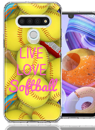 LG Stylo 6 Love Softball Design Double Layer Phone Case Cover