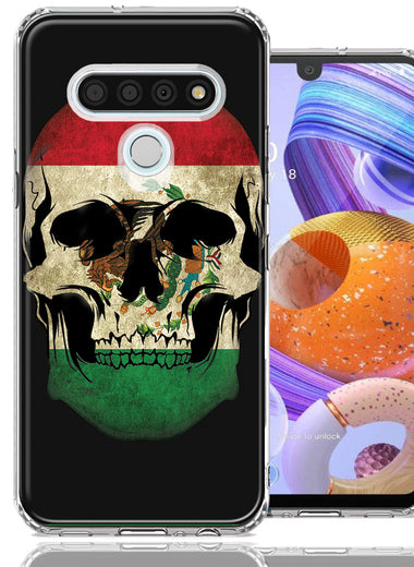 LG Stylo 6 Mexico Flag Skull Design Double Layer Phone Case Cover