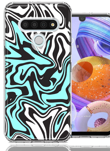 LG Stylo 6 Mint Black Abstract Design Double Layer Phone Case Cover
