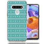 LG Stylo 6 Teal Christmas Reindeer Pattern Design Double Layer Phone Case Cover