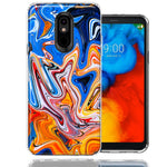 Samsung LG Aristo 4 PLUS/Escape PLUS/Tribute Royal Blue Orange Abstract Design Double Layer Phone Case Cover