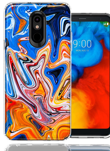 LG Stylo 4 Blue Orange Abstract Design Double Layer Phone Case Cover