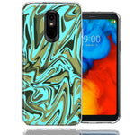 LG Stylo 5 Blue Green Abstract Design Double Layer Phone Case Cover