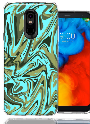 LG Stylo 4 Blue Green Abstract Design Double Layer Phone Case Cover