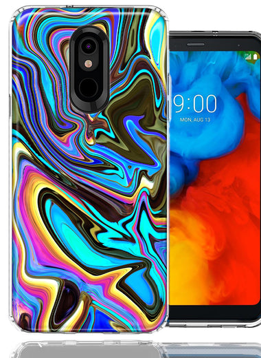 LG Stylo 4 Blue Paint Swirl Design Double Layer Phone Case Cover