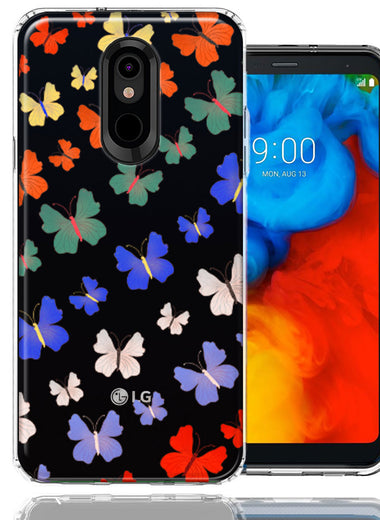 LG Stylo 4 Colorful Butterflies Design Double Layer Phone Case Cover