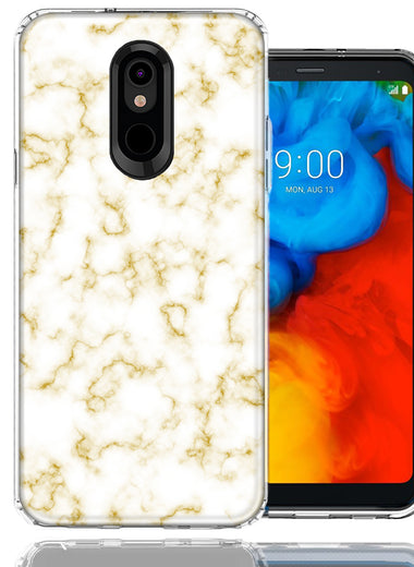 LG Stylo 4 Gold Marble Design Double Layer Phone Case Cover