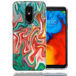 LG Stylo 4 Green Pink Abstract Design Double Layer Phone Case Cover