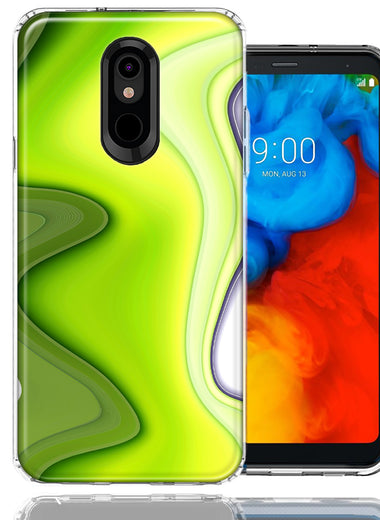 LG K40/Harmony 3 Green White Abstract Design Double Layer Phone Case Cover