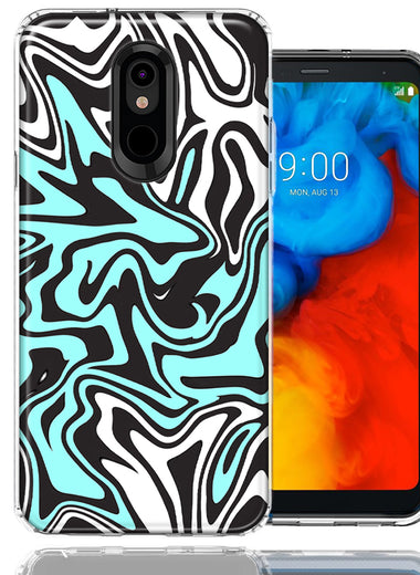 LG Aristo 2/3/Zone 4/Fortune 2/Risio 3/Tribute Dynasty/Empire Mint Black Abstract Design Double Layer Phone Case Cover