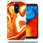 LG K40/Harmony 3 Orange White Abstract Design Double Layer Phone Case Cover
