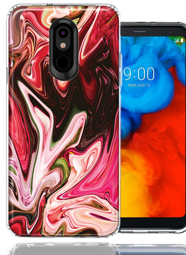 LG Stylo 5 Pink Abstract Design Double Layer Phone Case Cover