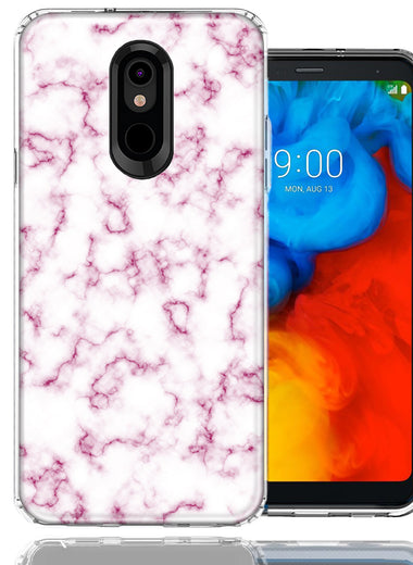 LG Stylo 5 Pink Marble Design Double Layer Phone Case Cover