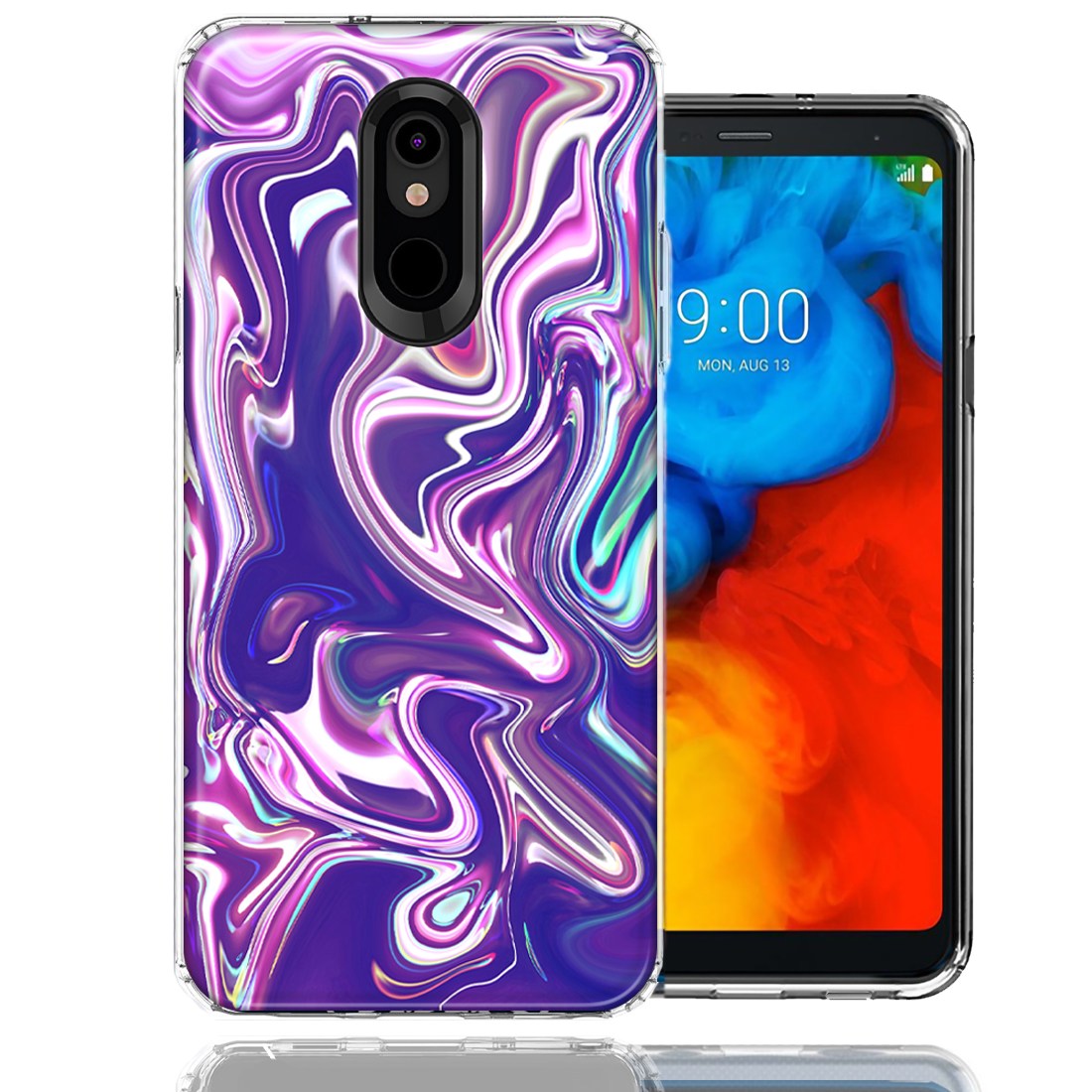 For LG Stylo 4 Purple Paint Swirl Design Double Layer Phone Case Cover CellCasesUSA For LG Stylo 4 Purple Paint Swirl Design Double Layer Phone Case Cover CellCasesUSA